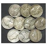 10 Silver War Nickels