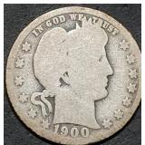 1900-O Barber Silver Quarter