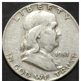 1951 Franklin Silver Half Dollar