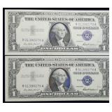 Pair of Crisp Unc Sequential 1957 Silver