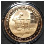 Franklin Mint 45mm Bronze US History Medal 1792