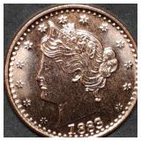 1oz Copper Bullion Round BU 1883 Liberty Nickel