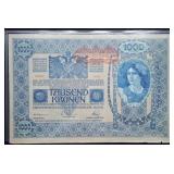 1909 Austria 1000 Kronen Banknote 1909 Overprint