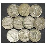 10 Silver War Nickels