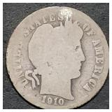 1910 Barber Silver Dime