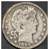 1899 Barber Silver Quarter