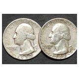 1952 & 1956 Washington Silver Quarters