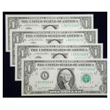 4 Crisp Unc Consecutive 1981 $1 Banknotes FRN