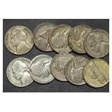 10 Silver War Nickels