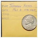 1961-D Wire Edge Jefferson Nickel