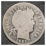 1905 Barber Silver Dime