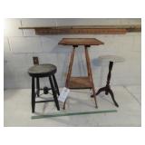 (2) Stands, (1) Stool