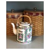 Vintage Porcelain Rose Medallion Tea Pot