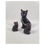 Vintage Cat & Kittens Red Ware Pottery Figurines