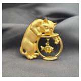 Jonette Jewelry Brushed Gold Tone Kitty Brooch