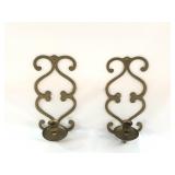 Vintage Brass Taper Candle Wall Sconces