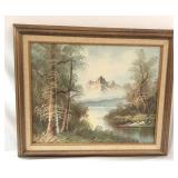 Vintage Canvas Oil Painting Mountain Peak Rozario?