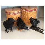 3 Realistic Raven/Crow Birds Halloween Figures