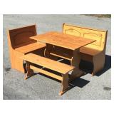 4pc Breakfast Nook All Wooden w/Bench Storage