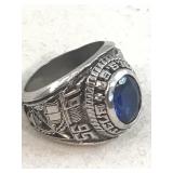 Sterling Silver Class Ring w/Blue Saphire NICE!