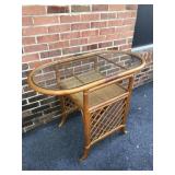 Bamboo Frame Table w/Oval Glass Top NICE!