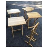 5pc Wooden Fold-Up TV Snack Table Set NICE!