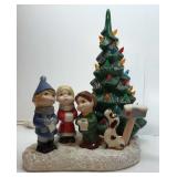 Antique Ceramic LIT Christmas Tree w/Carolers