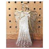 NEW Spun Glass Angel Playing Harp HANDCRAFTED