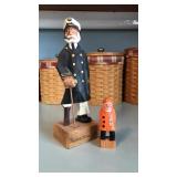 (2) Vintage Wood Carved Sailer Sea Captain
