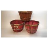 (3) Vintage Wooden Baskets w/Handles