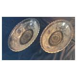 (2) Oval Antique Pressed Glass Serving Dishes