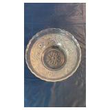 Antique Pressed Glass Round Serving Dish