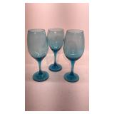 (3) Wine Glasses BLUE