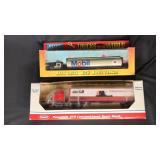 2 Semis, Mack Mobil Tanker and Peterbilt 1/64