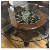 Round Ornate Meeting Table w/ Glass Top