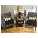 (2) Wicker Style High-Back Chairs