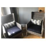 (2) Wicker Style High-Back Chairs