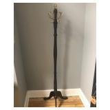 65" Coat Rack with (4) Brass Hooks