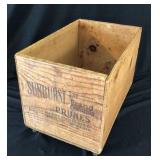 Sunburst Wooden Prune Box On Casters