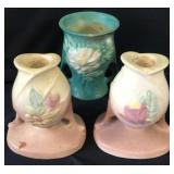 Roseville Vase, Hull Candle Stick Holders Roseville Vase, Hull Candle Stick Holders