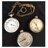 (3) Pocket Watches; Elgin, Westclock, Wishiren