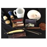 Straight Razors, Brushes, Mug, Coin Purse Straight Razors, Brushes, Mug, Coin Purse