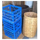 Waste Can, Crates, Large Wicker Basket