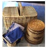 Large Picnic Basket & Tea Towels