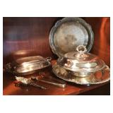 Silver Trays, Vegetable Servers, Tongs, Strainer