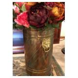 Brass Umbrella Stand with Lion Heads