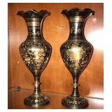 Brass Etched Vases (9")