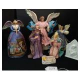 Paper Mache Nativity Set, Angel Music Box Paper Mache Nativity Set, Angel Music Box