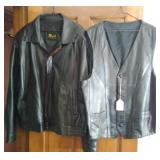 Men's Black Leather Jacket, Black Leather Vest 2X Men's Black Leather Jacket, Black Leather Vest 2X