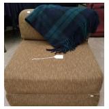 Fold Out Chair, Green and Blue Plaid Throw Fold Out Chair, Green and Blue Plaid Throw